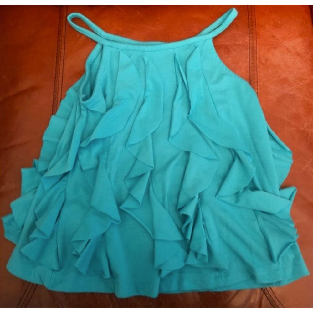 Gymboree $40 Girl’s Aqua/Turquoise Cascading Ruffle Swing Tank Top/Dress Size 4+